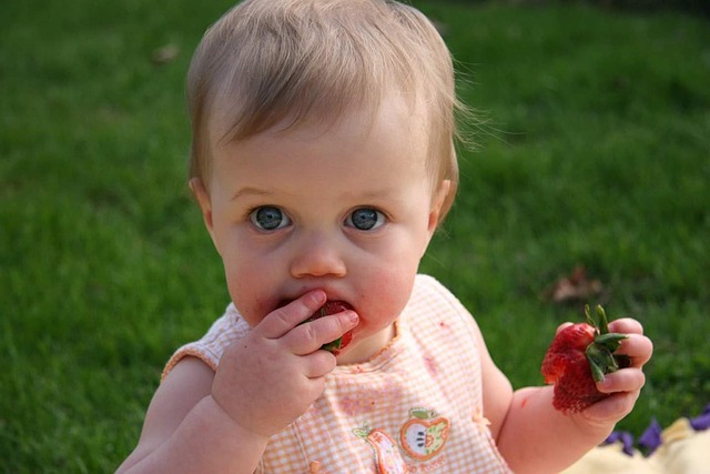 赤ちゃんが固形の食べ物を喉に詰まらせないように注意する
